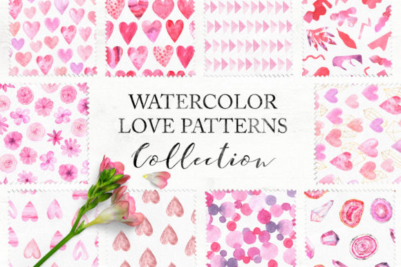 15 Watercolor Love Seamless Patterns for Romantic Design Projects