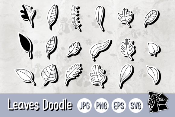 18 Doodle Leaves Elements: A Versatile Decorative Design Resource for Creatives