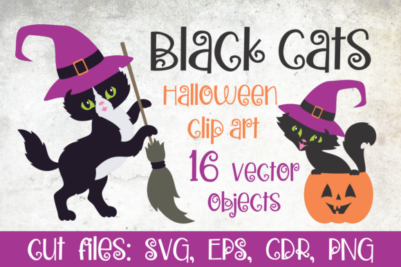 Black Cats Halloween Clip Art