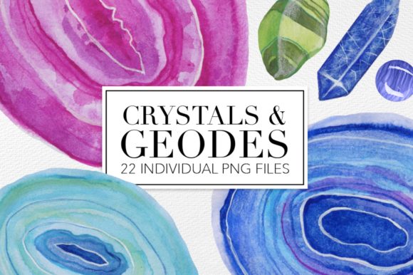 Crystals and Geodes: A Collection of Decorative Watercolour Stones and Agates