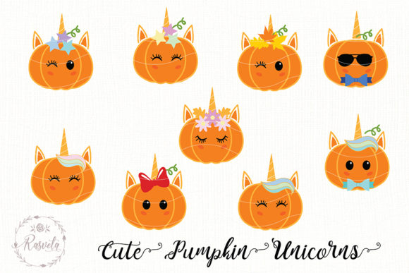 Cute Baby Pumpkin Unicorns Clip Art: A Versatile Asset for Creative and Commercial Projects