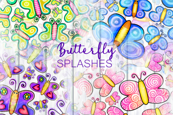 Cute Cartoon Doodle Butterfly Splashes