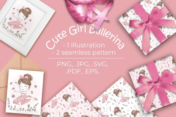 Cute Girl Ballerina Illustration 1: A Versatile Design Element for Creative Projects