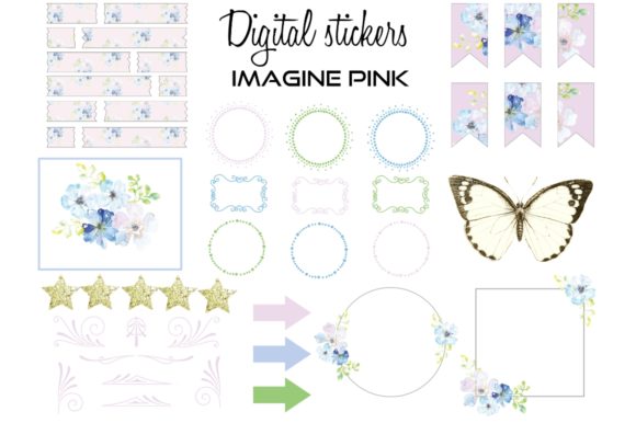 Digital Stickers Floral - Frames Pink 1: A Practical Guide for Digital Planners