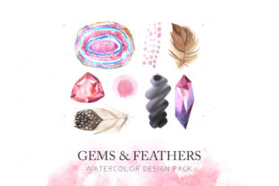 Discover the Beauty of the Watercolor Gems Feathers Set for Creative Projects
