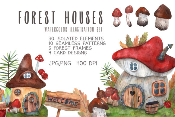 Forest Houses Watercolor Set: A Versatile Tool for Creative Designers and DIY Enthusiasts