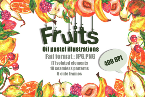 Fruits Oil Pastels Illustrations Set: A Versatile Tool for Creative Designers and Artists