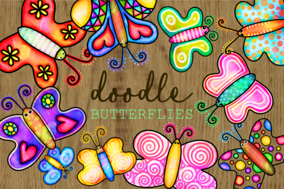 Hand Drawn Doodle Watercolor Butterflies: A Versatile Decorative Element for Creative Projects