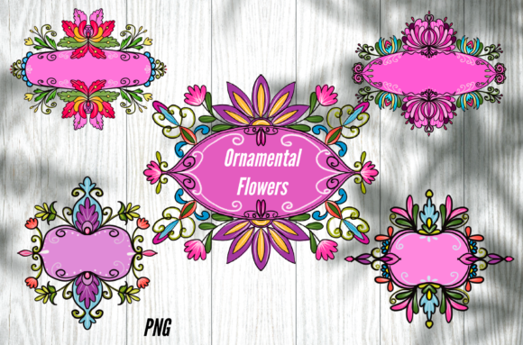 Ornamental Flowers Folk Art Frame: A Vibrant Decorative Element for Creative Projects