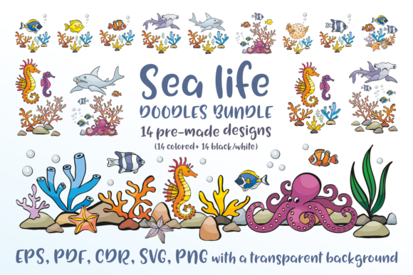 Sea Life Doodles Bundle