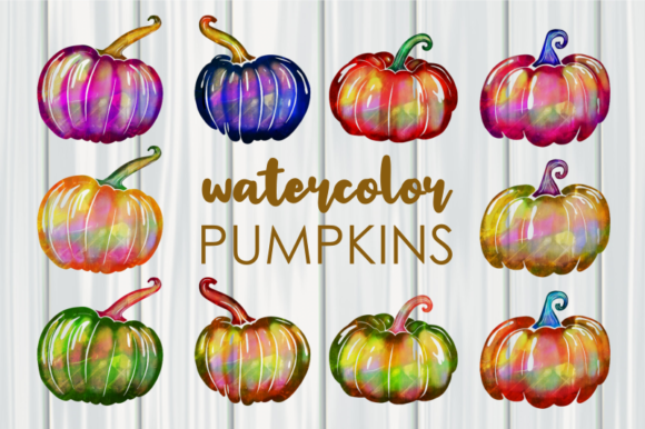 Seasonal Watercolor Autumn Pumpkins