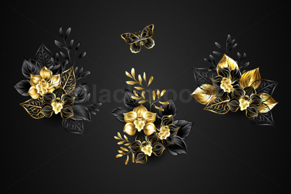 Set of Black Orchids