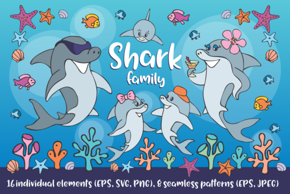 Shark Family Vector Clip Art Seamless: A Versatile Design Asset for Creative Projects