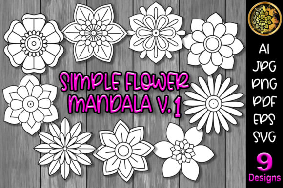 Simple Flower Mandala Set-1: A Versatile Digital Asset for Creative Projects