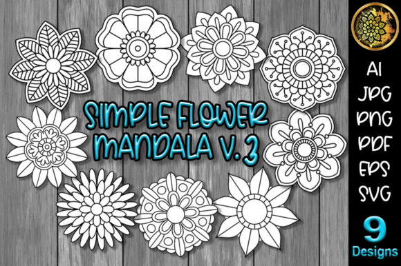 Simple Flower Mandala Set-3 for Creative Projects