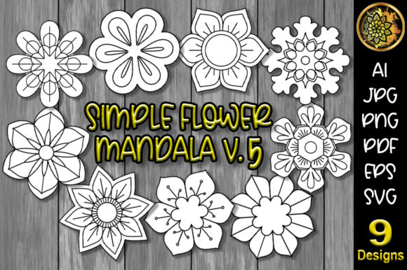 Simple Flower Mandala Set-5: A Strategic Tool for Creative Expression and DIY Projects