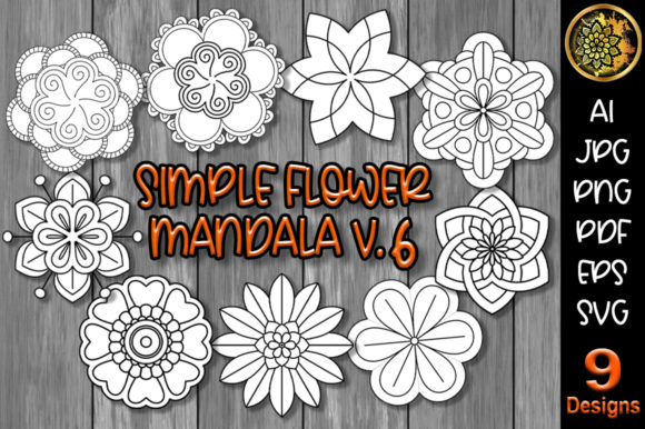 Simple Flower Mandala Set-6: A Versatile Digital Art Resource for Creatives and DIY Enthusiasts