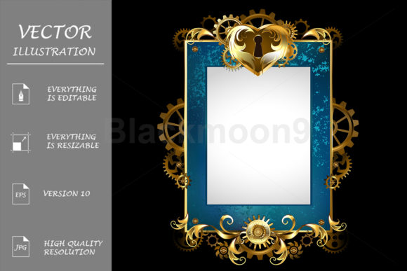Steampunk Design with Mechanical Heart: A Fusion of Gears and Gold