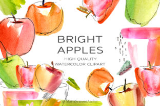 Watercolor Apple Clipart, Bright Apples: A Versatile Resource for Creative Projects