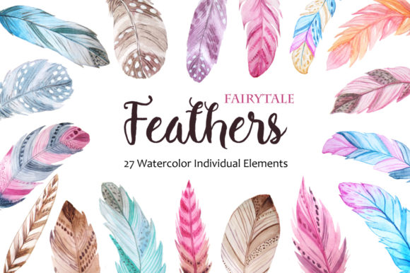 Watercolor Fairytale Feathers Set: A Delicate Touch for Creative Projects