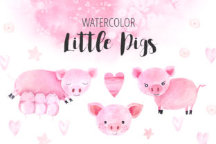 Watercolor Little Pigs Set: A Versatile Design Resource for Creative Projects