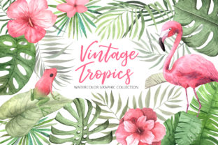 Watercolor Vintage Tropical Set: A Versatile Design Resource for Creative Projects