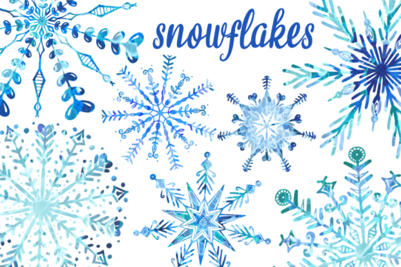 Winter Wonderland Watercolor Snowflakes: A Festive Design Element for Your Holiday Creations