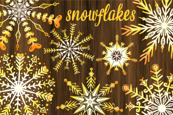 Yellow Watercolor Christmas Snowflakes